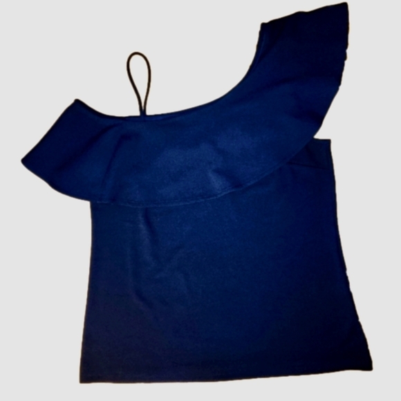 Banana Republic navy blue ruffle top in size medium - Picture 6 of 9
